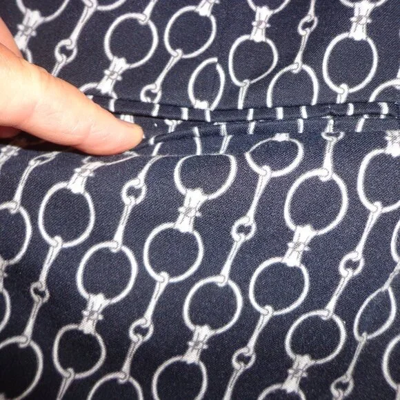 NWOT Ralph Lauren Equestrian Straight Leg Pant 6 Horse Bit Zip Navy/Wht - Picture 10 of 16